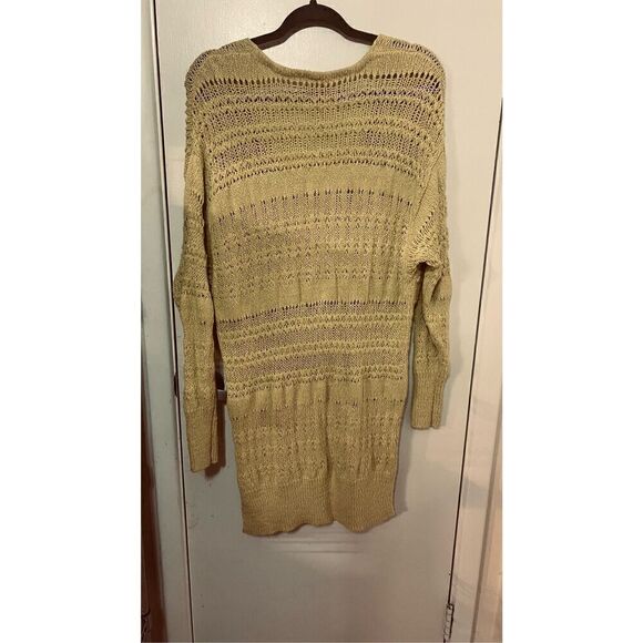 FREE PEOPLE YELLOW OVERSIZED CROCHET KNIT SWEATER WOMENS SZ S - Picture 6 of 9